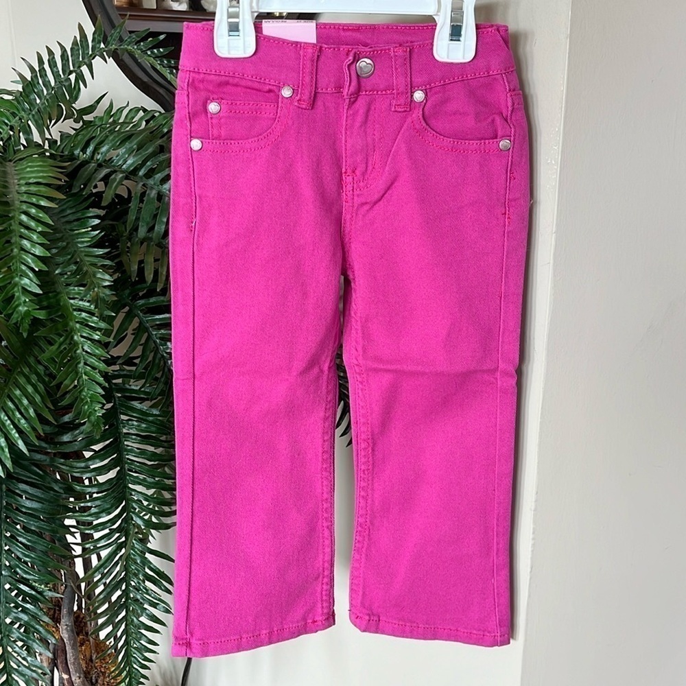 Brand New Little Miss Attitude Fuchsia Pink 5-Pocket Jeans Adjustable Waistband